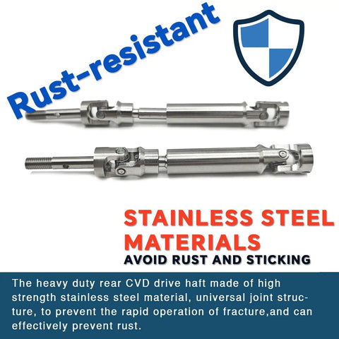 Tough As Nails Stainless Steel Rear CVD Drive Shafts for Traxxas Slash 2WD, showcasing rust-resistant stainless steel materials.