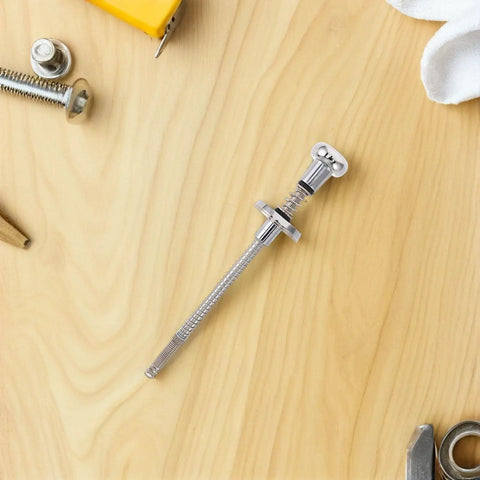 Pinball Shooter Rod Replacement Part Metal Spring Loaded Ball Launcher for Tabletop Arcade Machines with Precision Fit Silver Finish Beefed Up for Parties and Home Game Nights A Smooth Accurate Play Upgrade silver spring-loaded metal rod on wood