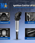 Detailed view of Six Pack Ignition Coil Pack Set For BMW Vehicles 2.5L 3.0L 4.4L 6.0L Replacement 12137550012 UF667 components