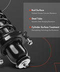 Close-up of rear complete strut assembly with coil springs for Toyota Corolla 2009-2013 featuring seamless steel tube and polished chrome rod surface