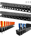 2 Pack Wall Mounted Screwdriver Organizer Set For Garage And Workshop Heavy Duty Rustproof Aluminum Tool Racks with tools