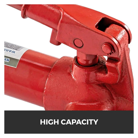Close-up of red Heavy Duty Hydraulic Jack Kit 6 10 12 20 Ton For Auto Sheet Metal Repair And Frame Straightening