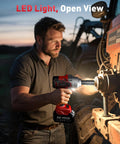 Man using Cordless Impact Wrench 650 Nm High Torque One Half Inch Drive With Two 4.0Ah Batteries on tractor