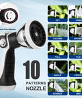 10 pattern nozzle for 100 Ft 1/2 Inch Retractable Garden Hose Reel With Auto Rewind, Wall Mount Enclosed Storage
