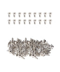 Premium 18-8 304 Stainless Steel Wood Screws 200 Pack Flat Head Phillips Self Tapping Fasteners in a pile and arranged