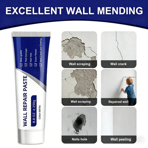 Drywall Repair Kit For Diyers With Patch Paste, Scraper, Sandpaper, And Patches To Fix Nail Holes, Cracks, Dents, And Surface Imperfections On Interior Walls Fast And Easily