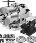 Top Shelf 5 Inch 3 Jaw Chuck Dividing Head Set with steel build and precision rotary table for CNC milling.
