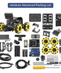 Arduino Compatible Smart Robot Car With AI Vision Camera And Line Tracking STEM Educational Kit components displayed