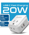 Worldwide Travel Power Adapter Set With 20W Power Delivery And Quick Charge, Dual USB Ports And USB C, 2 USA Outlets, Compact And Safe