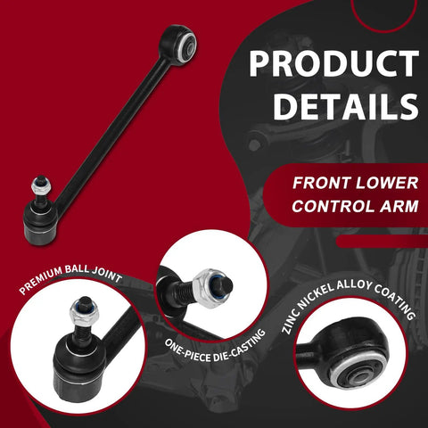 Solid Front Lower Control Arm Kit For 08-13 Chevy Caprice And Pontiac Models RK621251 621252 Heavy Duty Rearward Arms Replace OEM Numbers For Sweet Handling. black steel arm with ball joint, nickel alloy coating