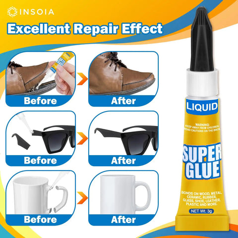 All Purpose Cyanoacrylate Glue Quick Dry Instant Bond 24 Pack 3g Tubes With Fine Tip repairing shoes, sunglasses, mug