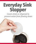 Hand inserting Kitchen Sink Stopper With Flexible Outer Ring For A Tight Seal And Easy Release Knob, No Fuss Drain Cover