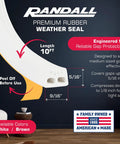 Peel And Stick Door And Window Weatherstrip Seal 9/16 Inch Wide 5/16 Inch Thick 10 Feet Long White EPDM Rubber Gasket Keeps Drafts Out