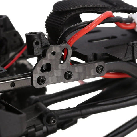 CNC Aluminum Shock Flex Blades For SCX24 1 24 RC Crawler Upgrade highlighted on frame, precision blades on stock rails.