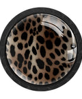 Sleek Leopard Print Round Cabinet Knobs 4 Pack Black Drawer Pulls for Kitchen Cabinets Dresser Cupboard Doors Hardware with Easy Grip