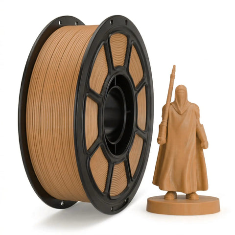 PLA 3D Printer Filament 1.75mm 1kg Spool Peanut Brown, Smooth As Butter And Reliable Printing with 3D printed figurine, Made In USA