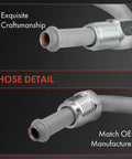 Close-up of Ford F250 And F350 Super Duty Power Steering Pressure Hose Line Assembly For 2005 2007 with detail view of fittings