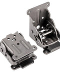 Heavy Duty Foldable Self Locking Hinges 8 Pack With Mounting Hardware shown from side angle with spring mechanism and metal finish.