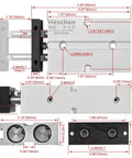 Diagram of Heavy Duty Pneumatic Air Cylinder TN16 30 TDA16 30 with 16mm bore, 30mm stroke, aluminum body, double rod design