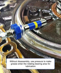 Quick Lock Grease Coupler Adapter Extensions For Grease Fittings One Hand Rotary Handle Latch in use on machinery