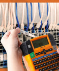 Heavy Duty 3/4 Inch Heat Shrink Label Tubes 18057 used for labeling cables with Rhino label maker in electrical setup.