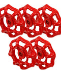Five Pack Handwheel Replacement Kit For Half Inch Metal Gate Valve Handle With Red Spigot Wheel For Outdoor Faucets Hose Bibs Industrial Use