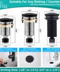 All In One Garbage Disposal Air Switch Kit For Sink Top With Single Outlet Matte Black 3.6 Inch Push Button Brass Cover UL Listed