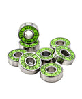 8Pcs 608-2RS Skateboard Bearings With Green Covers Ultimate ILQ-11 Standard showing green shielded ball bearings for roller skates.