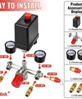 Adjustable 90-120 PSI Air Compressor Pressure Switch Valve With 0-180 PSI Gauge And Vertical Manifold Regulator kit