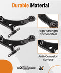 Pair of front lower control arms for Toyota Camry 2007–2011; black carbon steel anti-corrosion finish.