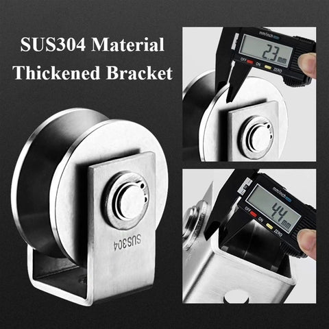 SUS304 material thickened bracket with measurements showing 23mm and 44mm, ideal for durable casters.