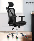 Office chair with Heavy Duty Office Chair Casters Replacement Wheels for Carpet and Hardwood Floors, Rubber Roller Blade Wheels, installed