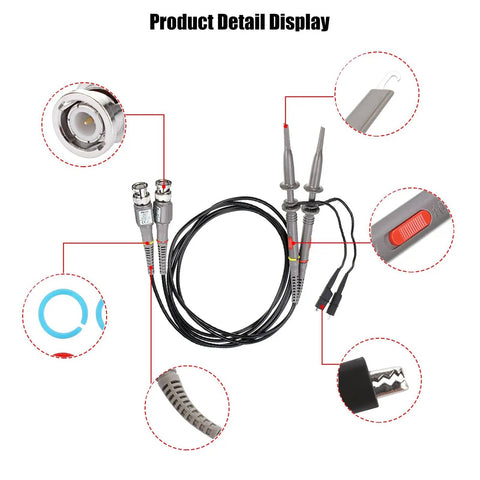 Four Pack 100 MHz 600V DC High Sensitivity Oscilloscope Clip Probe With Switchable Ten To One And One To One details display