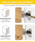 Illustration of 2 Pack Easy Swap Replacement Cups for 110 Degree Compact 33 Screw On Hinges self-closing adjustments.