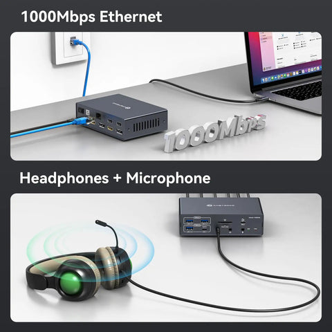 Thunderbolt Docking Station Expands 3 4K 60Hz Displays For M1 M2 M3 M4 MacBook Pro Air Using Displaylink Tech Boasts 19 Ports with Ethernet and audio