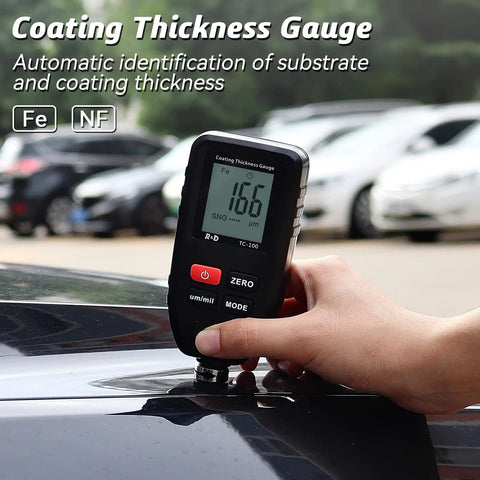 Dual Tech Coating Thickness Gauge For Auto Paint With Auto Detection Of Steel And Aluminum Ferrous And Non Ferrous Substrates Pro Grade Mil Gauge For Car Body Finish Easy To Use DIY Garage Tool on car paint