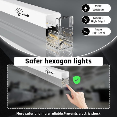 Hexagon LED Garage Lights 5 Pack 6500K Ultra Bright Ceiling Lighting For Garages Workshops Warehouses Gyms And Shops With Honeycomb Design For Maximum Visibility And Pro Style Auto Shop Detailing