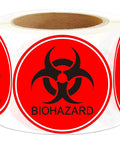 Top Notch 2 Inch Biohazard Warning Stickers With No Sweat Waterproof Coating And Ultra Conspicuous Vinyl Material for heavy duty hazard marking on a roll.