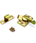 Real Deal Heavy Duty Table Alignment Lock For Rock Solid Furniture Glue Ups And Dead Center Workshop Accuracy With Bulletproof Steel Plate Design And Included Mounting Screws, featuring gold-colored metal components and mounting screws.
