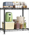 Beefy 2 Tier Metal Wire Storage Shelves With Adjustable Racks Holds Up To 200 Lbs Per Shelf Black Steel Organizer holding appliances