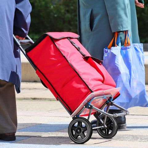 Two Pcs 6.10 Inch Laundry Cart Wheels Rolling Caster Replacement for foldable shopping trolley in use on street