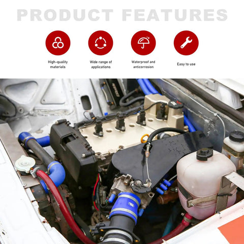Flexible Silicone Fuel Line Hose For Motorcycle Dirt Bike ATV Red Anti Corrosion Gas Line Tubing High Temperature Vacuum Tubing Replacement Soft Yet Durable Fuel Hose For Racing And Everyday Ride visible installed in engine compartment.