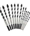 GMTOOLS 10pc masonry drill bits set with carbide tips, sizes 1/8–1/2 in, for brick, tile and concrete