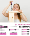 Pink 40 Piece Home Tool Kit With Carrying Box Handy Starter Kit for DIY Home Maintenance and Woodworking Ideal for College Students