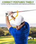 Golfer using 2 Pack Golf Swing Trainer Aids For Driving Range Practice Boost Posture Alignment And Tempo To Build Consistency Easy To Use Yellow Swing Tool to fix form