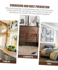 Heavy Duty Eccentric Cabinet Connectors And Screw In Dowel Pins Dead Nuts Secure To Lock Furniture Down Straight Up Reliably Gets The Job Done With Zero Hassle Setup displayed with tables, cabinets, and beds.