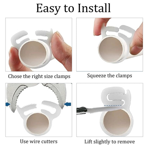 Easy installation guide for Thirty Pcs Double Gripping Nylon Hose Clamps Designed For Three Eighth Inch Tubing Range From Nine Point One To Nine Point Six Millimeter Snap Grip Plastic Clamps In White Heavy Duty Adjustable Ratcheting Clamps For Plumbing And Automotive Use.