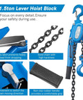 Heavy Duty Workhorse Manual Lever Hoist 3300 Lbs Load Capacity 20 Ft Chain with rotary hooks and safety latch