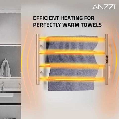 Glow 4 Bar Electric Towel Warmer Rhino Alloy Stainless Steel Polished Chrome Wall Mounted heating towels