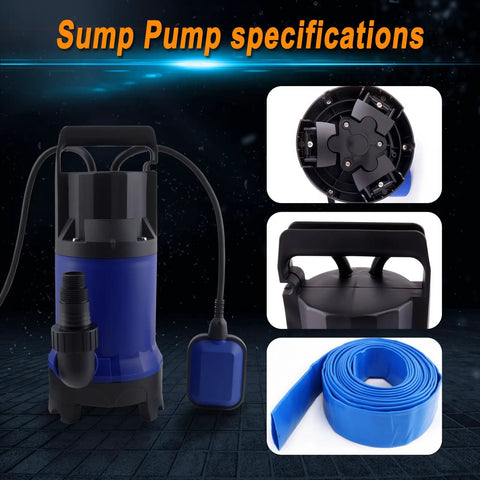 Submersible Sump Pump 1100W High Flow 4000 GPH For Pool Pond Rooftops Drainage Heavy Duty Workhorse With Seven Point Two Meter Hose And Five Meter UL Wire Aluminum Motor Easy Clean Dirty Water Transfer